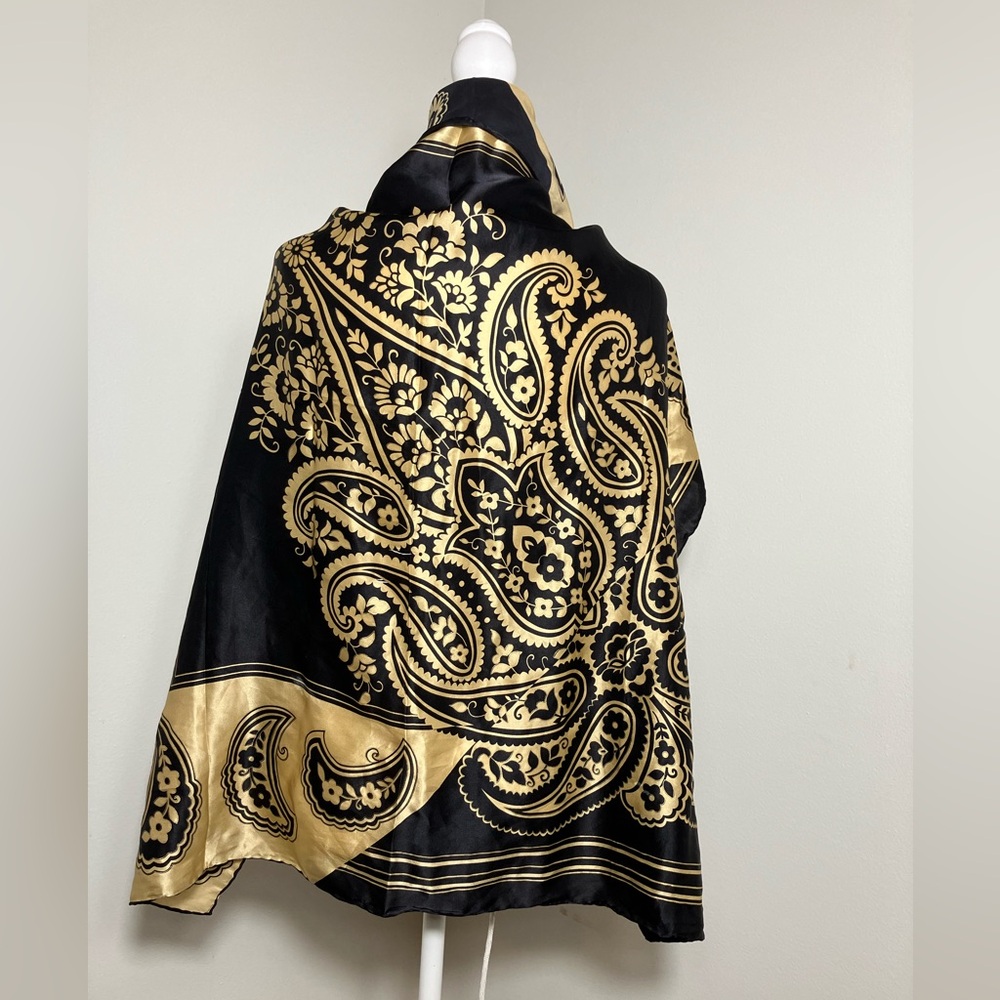 armine silk scarf Square Black/gold Lightweight Classic Art To‎ Wear Boho